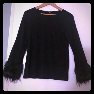 Black shirt with furry detailed sleeves